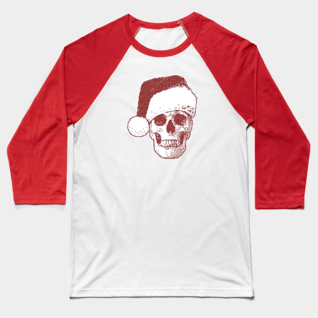 Santa Claus Hat Christmas Skull Fan Art Baseball T-Shirt by TerBurch